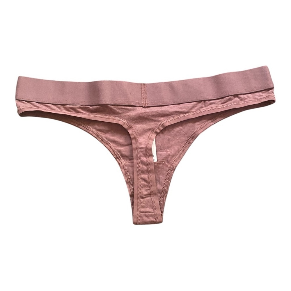 Victoria’s Secret Vintage Rose Pink Logo Shine Rhinestone Cotton Thong Panty NEW - Picture 3 of 5